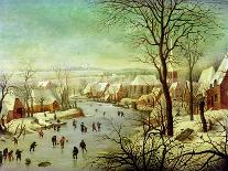 Winter Scene with Ice Skaters and Birds-Pieter Brueghel the Younger-Giclee Print