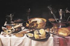 A Breakfast Still Life of a Roemer Ham and Meat on Pewter Plates, Bread and a Gold Verge Watch on…-Pieter Claesz-Giclee Print