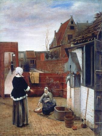 A Woman and a Maid in a Courtyard, C1660-1661