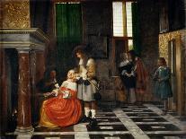 A Company in the Courtyard Behind a House, 1663-1665-Pieter de Hooch-Giclee Print