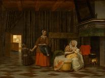 A Woman and a Maid in a Courtyard, C1660-1661-Pieter de Hooch-Giclee Print