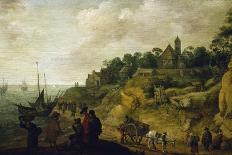 Fishermen Selling their Catch on a Beach-Pieter de Neyn-Stretched Canvas
