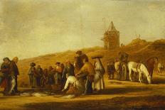 Fishermen Selling their Catch on a Beach-Pieter de Neyn-Stretched Canvas