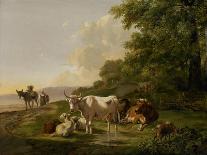 Hilly Landscape with Shepherd, Drover and Cattle-Pieter Gerardus van Os-Art Print