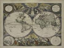 Double-hemisphere world map from Goos's Sea Atlas of the Water World, 1672-Pieter Goos-Framed Stretched Canvas