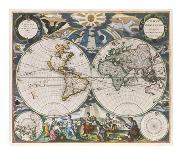Double-hemisphere world map from Goos's Sea Atlas of the Water World, 1672-Pieter Goos-Framed Stretched Canvas