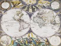 Double-hemisphere world map from Goos's Sea Atlas of the Water World, 1672-Pieter Goos-Giclee Print