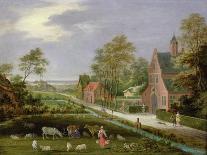 Figures Dancing around a Maypole, in the Grounds of a Castle, 17Th Century (Oil on Copper)-Pieter Gysels-Giclee Print