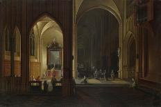 Interior of a Gothic Cathedral with the Priest Saying Mass-Pieter Neeffs the Elder-Giclee Print
