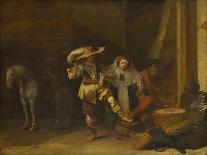 A Man and a Woman in a Stableyard, 1630s-Pieter Quast-Framed Giclee Print