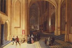 Interior of a Cathedral with a Beggar and Other Figures (Oil on Panel)-Pieter The Elder Neeffs-Giclee Print