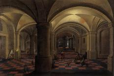 Interior of a Cathedral with a Beggar and Other Figures (Oil on Panel)-Pieter The Elder Neeffs-Giclee Print