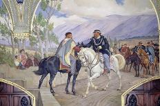 The Meeting Between Giuseppe Garibaldi and King Vittorio Emanuele II on the 26th of October 1860-Pietro Aldi-Framed Stretched Canvas