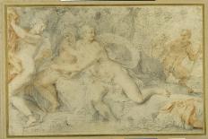 Pan and a Companion Surprise Three Nymphs Bathing-Pietro da Pietri-Framed Giclee Print