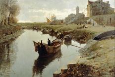 Canal of the Venetian Lagoon-Pietro Fragiacomo-Stretched Canvas