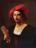 Portrait of a Young Man wearing a Hat with a Badge, holding a Mask-Pietro Paolini-Giclee Print