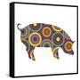 Pig Abstract Circles-Ron Magnes-Framed Stretched Canvas