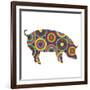 Pig Abstract Circles-Ron Magnes-Framed Giclee Print