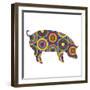 Pig Abstract Circles-Ron Magnes-Framed Giclee Print