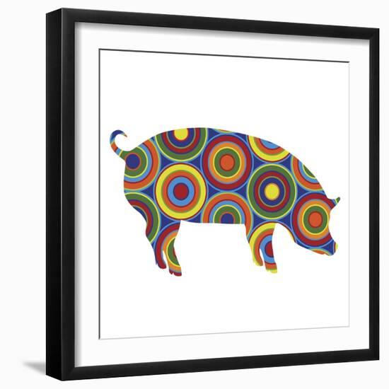 Pig Abstract Circles-Ron Magnes-Framed Giclee Print