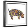 Pig Abstract Circles-Ron Magnes-Framed Giclee Print