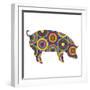 Pig Abstract Circles-Ron Magnes-Framed Giclee Print