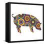 Pig Abstract Circles-Ron Magnes-Framed Stretched Canvas