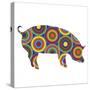 Pig Abstract Circles-Ron Magnes-Stretched Canvas