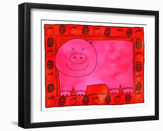 Pig and Apples, 2003-Julie Nicholls-Framed Giclee Print