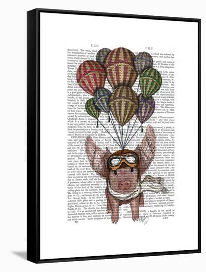 Pig and Balloons-Fab Funky-Framed Stretched Canvas