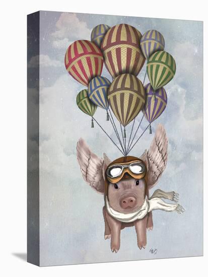 Pig and Balloons-Fab Funky-Stretched Canvas