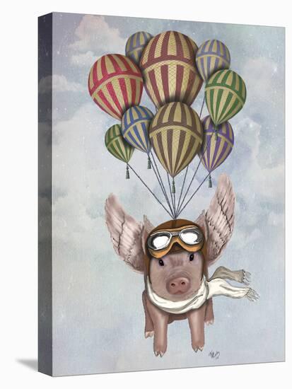 Pig and Balloons-Fab Funky-Stretched Canvas