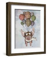 Pig and Balloons-Fab Funky-Framed Art Print