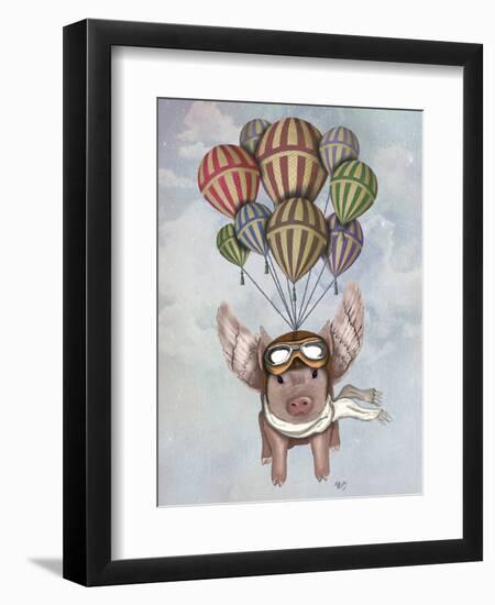 Pig and Balloons-Fab Funky-Framed Art Print