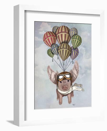 Pig and Balloons-Fab Funky-Framed Art Print