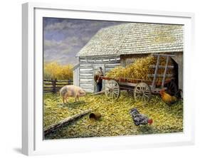 Pig and Chickens-Kevin Dodds-Framed Giclee Print