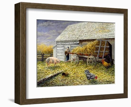 Pig and Chickens-Kevin Dodds-Framed Giclee Print