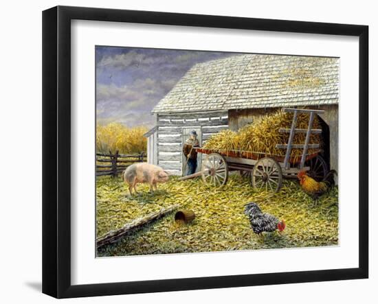 Pig and Chickens-Kevin Dodds-Framed Giclee Print