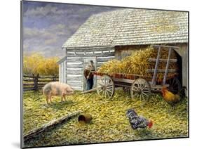 Pig and Chickens-Kevin Dodds-Mounted Giclee Print