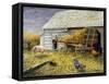 Pig and Chickens-Kevin Dodds-Framed Stretched Canvas