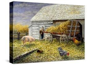 Pig and Chickens-Kevin Dodds-Stretched Canvas