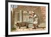 Pig Farmer Persuading a Pig to Move-null-Framed Premium Giclee Print