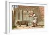 Pig Farmer Persuading a Pig to Move-null-Framed Art Print