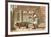 Pig Farmer Persuading a Pig to Move-null-Framed Art Print