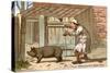 Pig Farmer Persuading a Pig to Move-null-Stretched Canvas