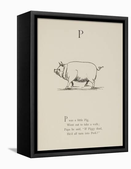 Pig Illustrations and Verse From Nonsense Alphabets by Edward Lear.-Edward Lear-Framed Stretched Canvas