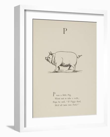 Pig Illustrations and Verse From Nonsense Alphabets by Edward Lear.-Edward Lear-Framed Giclee Print