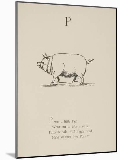 Pig Illustrations and Verse From Nonsense Alphabets by Edward Lear.-Edward Lear-Mounted Giclee Print