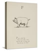 Pig Illustrations and Verse From Nonsense Alphabets by Edward Lear.-Edward Lear-Stretched Canvas