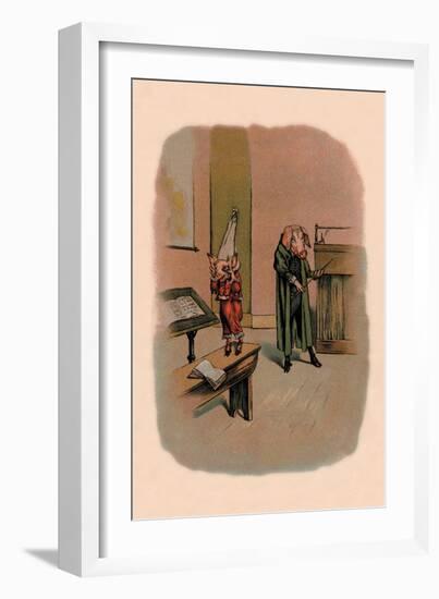 Pig in Dunce Cap and School Master-A. Gual-Framed Art Print